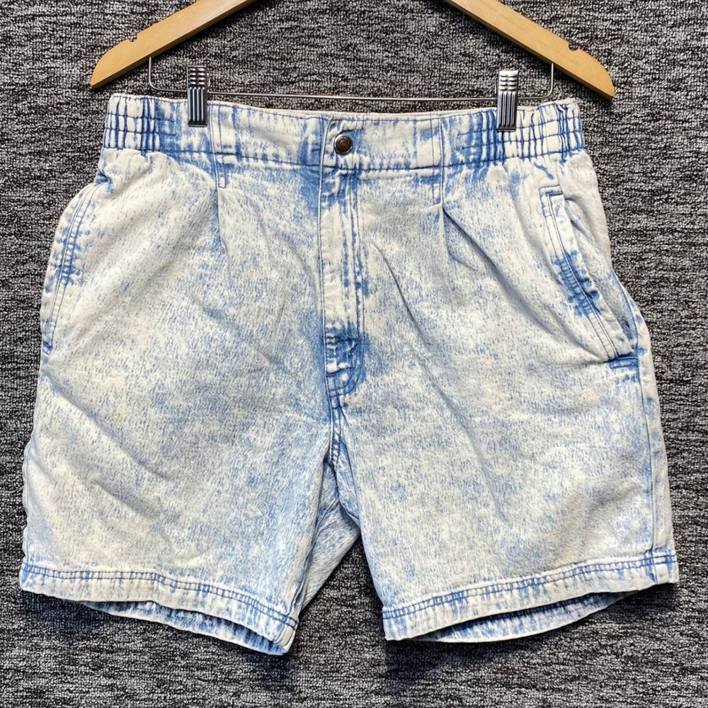 VTG 80s Levis Coasters Acid Wash Jean Shorts Mens 34 Pleated Elastic Waist 30869